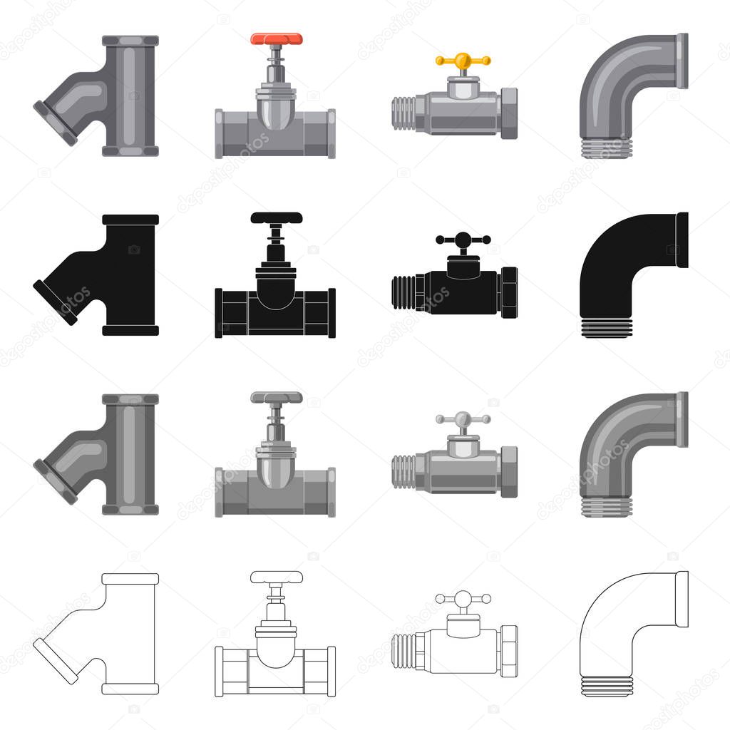Isolated object of pipe and tube sign. Collection of pipe and pipeline vector icon for stock.