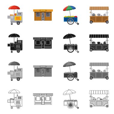 Piyasa ve dış işareti yalıtılmış nesne. Market ve gıda hisse senedi vektör çizim topluluğu.