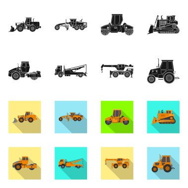 Yapı ve inşaat sembolü yalıtılmış nesne. Hisse senedi için yapı ve makine vektör simge kümesi.