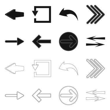 Öğe ve ok işareti vektör Illustration. Hisse senedi için öğe ve yön vektör simge topluluğu.