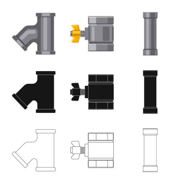 Boru ve tüp logo vektör tasarımı. Boru ve boru hattı vektör simgesini hissenin topluluğu.