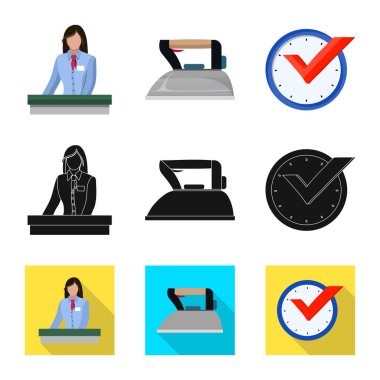 Çamaşırhane ve temiz simge vektör tasarımı. Çamaşır ve giysi hisse senedi vektör çizim seti.