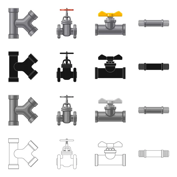 Isoliertes Objekt des Rohr- und Rohrsymbols. Sammlung von Rohr- und Pipeline-Vektor-Symbolen für Aktien. — Stockvektor