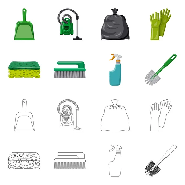Projekt wektor symbol czyszczenie i serwis. Zbiór artykułów gospodarstwa domowego i sprzątanie symbol giełdowy dla sieci web. — Wektor stockowy