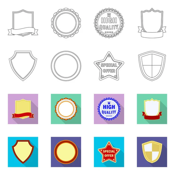 Isoliertes Objekt mit Emblem und Abzeichen-Logo. Sammlung von Emblemen und Aufklebervektorsymbolen für Lager. — Stockvektor