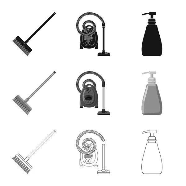 Isolado objeto de limpeza e ícone de serviço. Conjunto de limpeza e ilustração do vetor do estoque doméstico . — Vetor de Stock