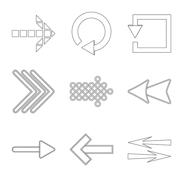 Design vettoriale dell'elemento e dell'icona freccia. Set di elementi e icone vettoriali di direzione per stock . — Vettoriale Stock