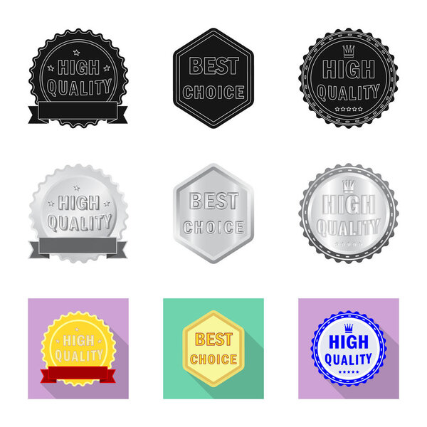 Vector illustration of emblem and badge sign. Collection of emblem and sticker stock symbol for web.