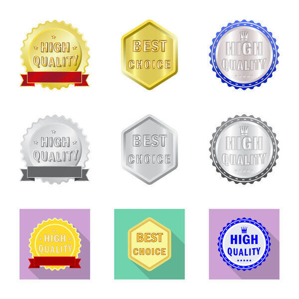 Vector design of emblem and badge sign. Collection of emblem and sticker vector icon for stock.