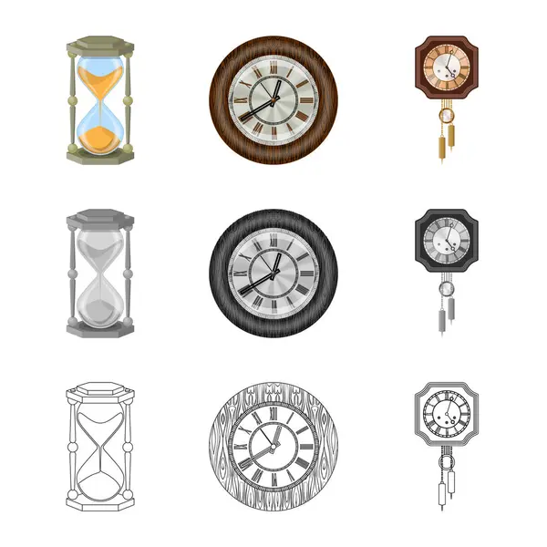 Diseño vectorial del reloj y el símbolo de tiempo. Conjunto de reloj y círculo símbolo de stock para web . — Vector de stock