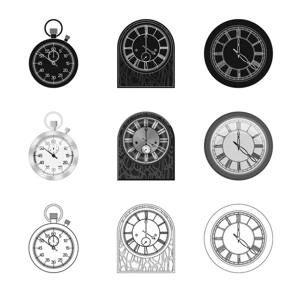 Ilustración vectorial del reloj y el logotipo del tiempo. Colección de ilustración de vector de stock de reloj y círculo . — Vector de stock