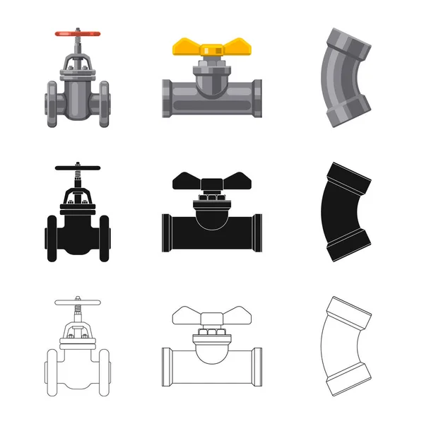 Isoliertes Objekt des Rohr- und Rohrsymbols. Satz von Rohr- und Pipeline-Vektor-Symbol für Lager. — Stockvektor