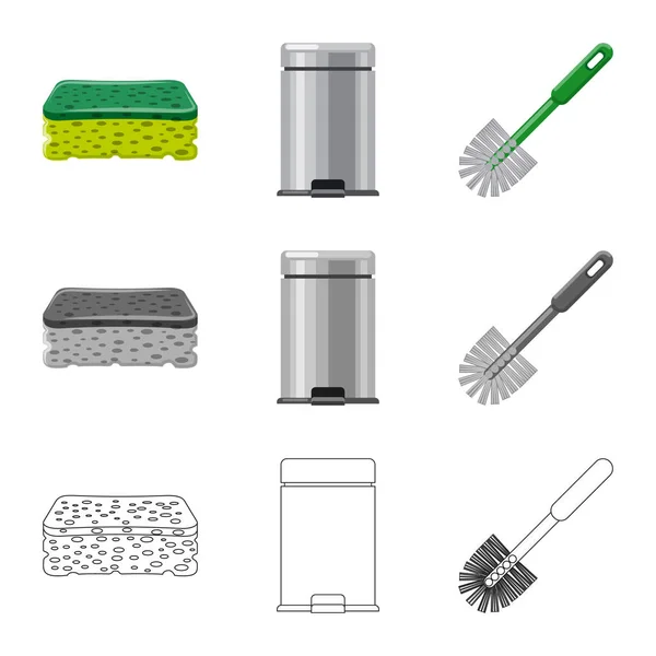 Vektor design av ikonen rengöring och service. Samling av städning och hushåll lager vektorillustration. — Stock vektor