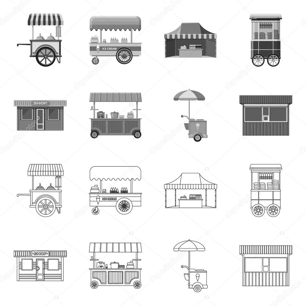 Isolated object of market and exterior icon. Set of market and food stock vector illustration.