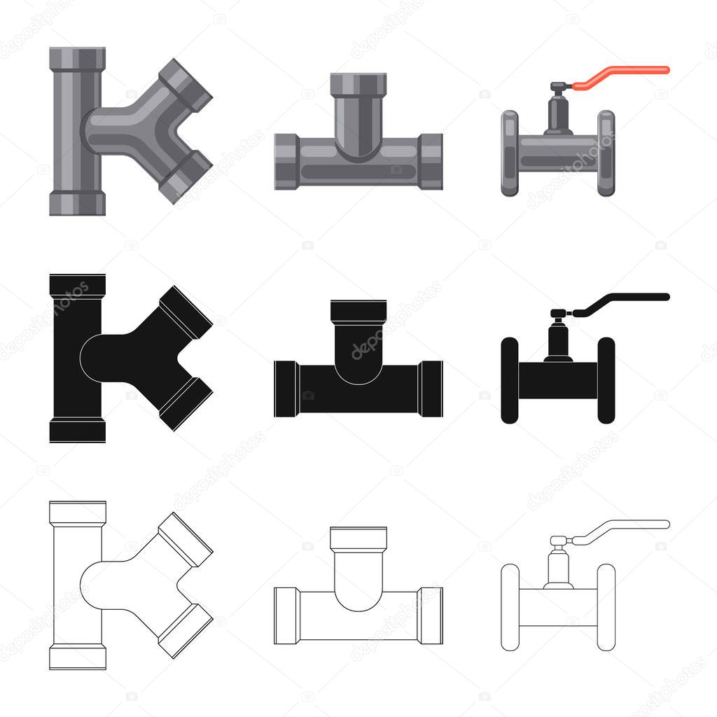 Isolated object of pipe and tube icon. Collection of pipe and pipeline stock symbol for web.