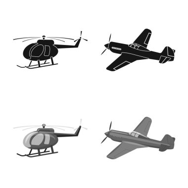 Uçak ve taşıma logo vektör Illustration. Hisse senedi için uçak ve gökyüzü vektör simge topluluğu.