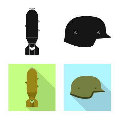 Silah ve silah işareti yalıtılmış nesne. Silah ve ordu hisse senedi vektör çizim seti.