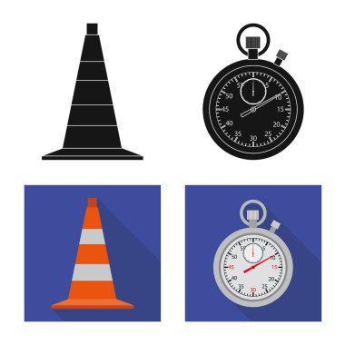 Araba ve ralli simge vektör tasarımı. Hisse senedi için araba ve yarış vektör simge kümesi.