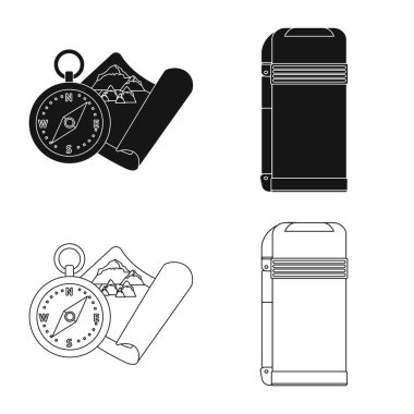 Dağcılık ve en yüksek işareti çizimi vektör. Dağcılık ve kamp kümesi web için hisse senedi simgesi.