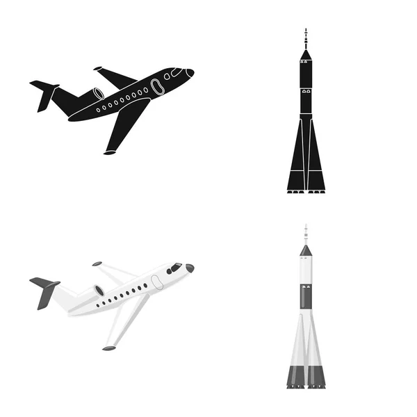 Векторная иллюстрация значка плоскости и транспорта. Коллекция самолета и символа неба для веб . — стоковый вектор