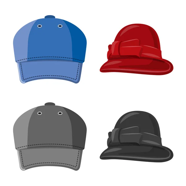 帽子和帽子符号的矢量设计。网站头饰和附件股票符号的收集. — 图库矢量图片