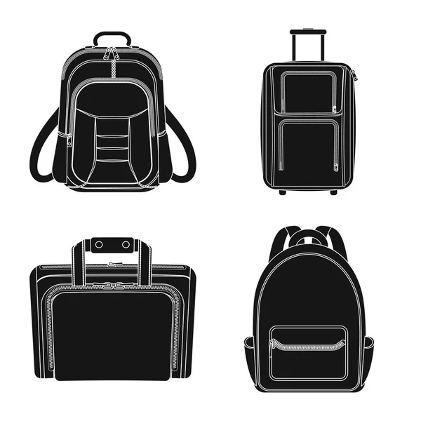 Illustrazione vettoriale della valigia e del segno del bagaglio. Raccolta di valigie e immagini vettoriali del viaggio . — Vettoriale Stock
