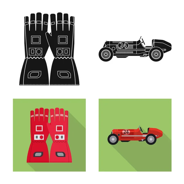 Ilustración vectorial de la señal de coche y rally. Colección de coche y la raza icono de vectores para la acción . — Vector de stock
