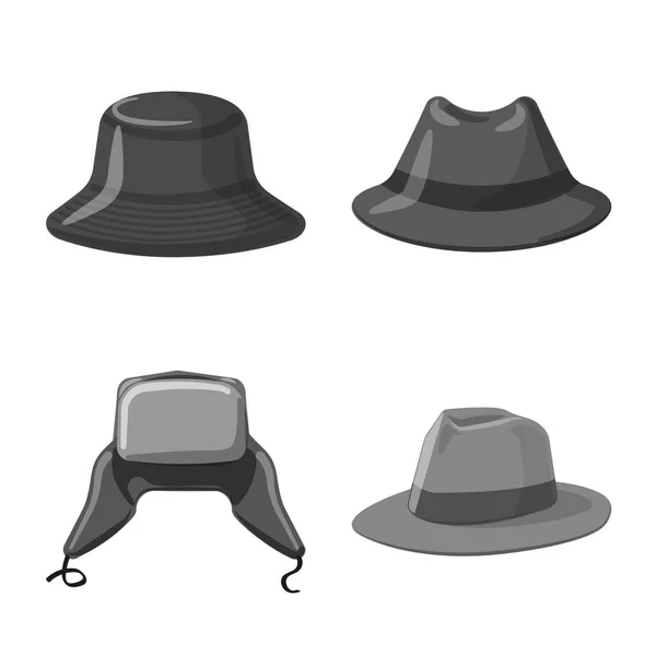 Ilustração vetorial de headwear e ícone de boné. Conjunto de headwear e símbolo de estoque acessório para web . —  Vetores de Stock