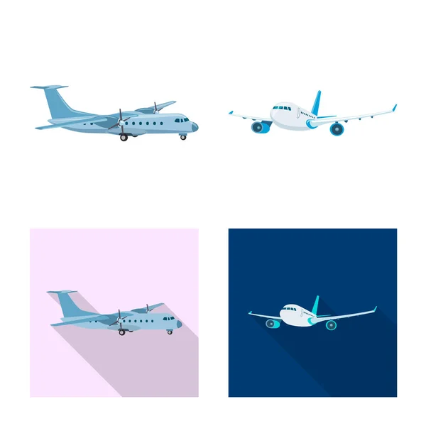 Conception vectorielle de l'avion et symbole de transport. Collection d'illustration vectorielle plan et ciel . — Image vectorielle