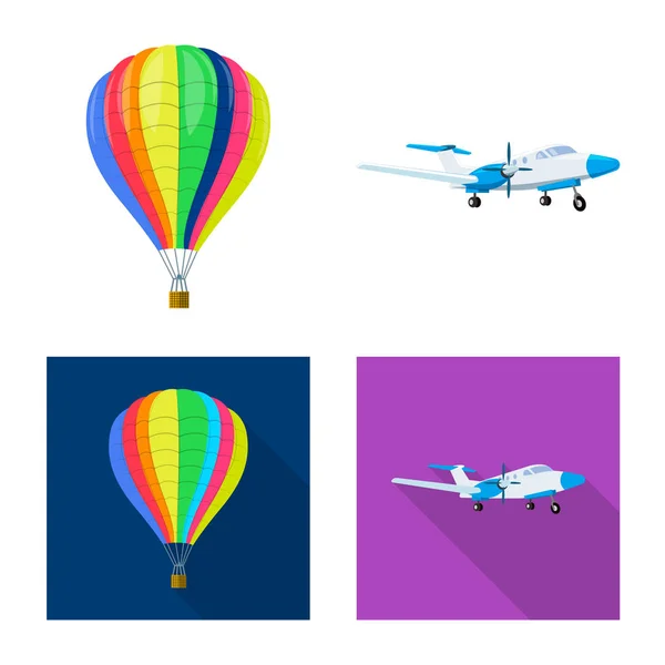 Ilustração vetorial de avião e logotipo de transporte. Coleção de avião e símbolo de estoque de céu de web . — Vetor de Stock