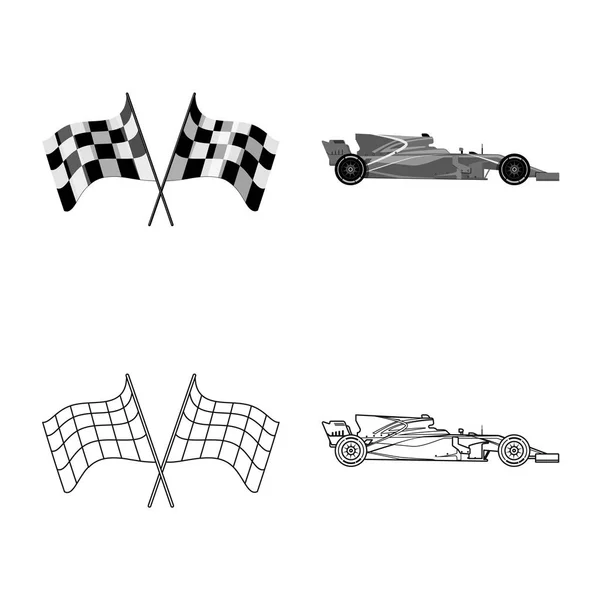Vektor-Design von Auto und Rallye-Ikone. Set von Auto und Rennvektorsymbol für Lager. — Stockvektor