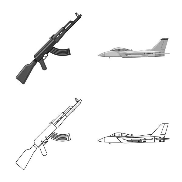 Isolerade objekt av vapen och vapnet logotyp. Uppsättning av vapen och armén lager vektorillustration. — Stock vektor