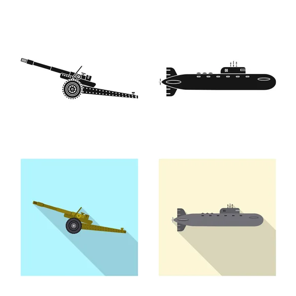 Vektoros illusztráció fegyver és ágyú jel. Gyűjtemény a fegyvert, és a hadsereg vektor stock illusztráció. — Stock Vector