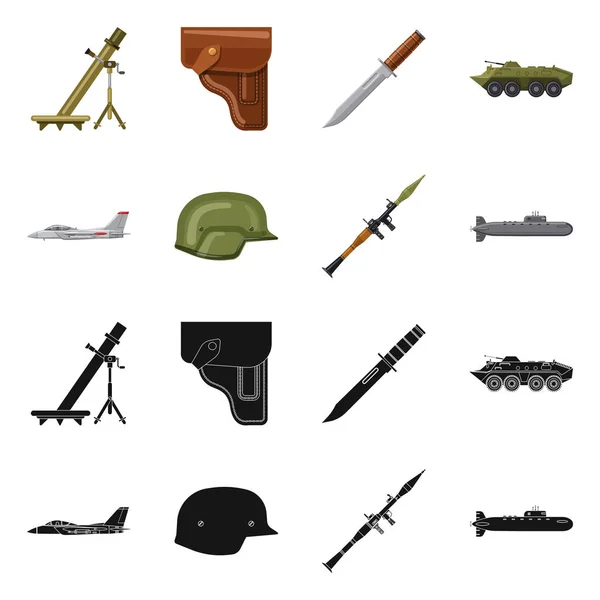 Ilustração vetorial de arma e símbolo de arma. Conjunto de arma e exército estoque vetor ilustração . —  Vetores de Stock