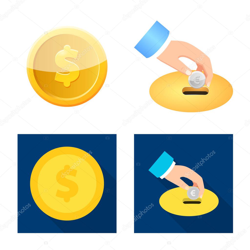 Vector illustration of bank and money logo. Set of bank and bill vector icon for stock.