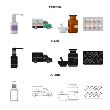 Eczane ve hastane işareti vektör tasarımı. Hisse senedi için eczane ve iş vektör simge kümesi.