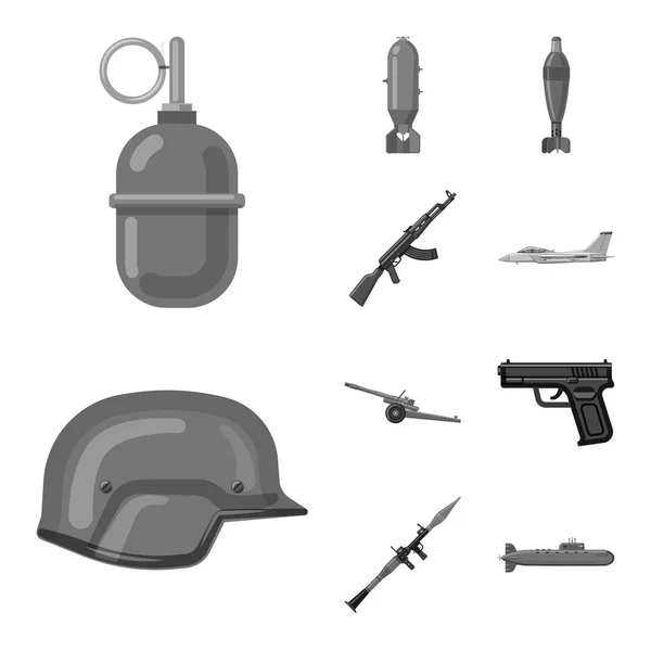 Vektorillustration av vapen och gun symbol. Uppsättning av vapen och armén vektor ikonen för lager. — Stock vektor