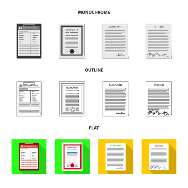 Objeto aislado de forma y símbolo del documento. Colección de forma y marca símbolo de stock para web . — Archivo Imágenes Vectoriales