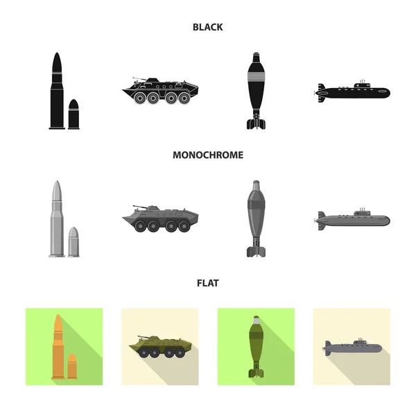 Vector ontwerp van wapen en pistool teken. Set van wapen en leger vector pictogram voor voorraad. — Stockvector