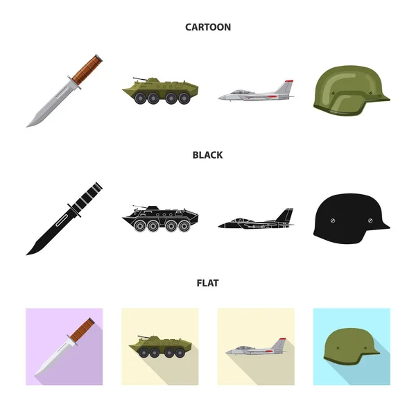 Geïsoleerde object van pictogram wapen en pistool. Collectie van wapen en leger aandelensymbool voor web. — Stockvector