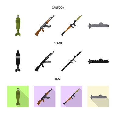 Silah ve silah simgesi yalıtılmış nesne. Silah ve ordu hisse senedi vektör çizim seti.