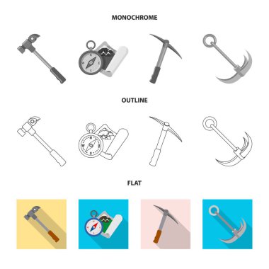 Dağcılık ve tepe simge vektör tasarımı. Kamp ve dağcılık topluluğu stok vektör çizim.