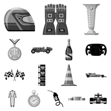 Araba ve ralli logo vektör tasarımı. Araba ve yarış hisse senedi vektör çizim seti.