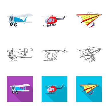 Uçak ve taşıma sembolü yalıtılmış nesne. Uçak ve gökyüzü hisse senedi simgesi için web topluluğu.