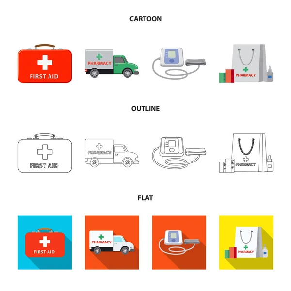 薬局と病院のアイコンのベクター イラストです。株式の薬局とビジネスのベクトル アイコン集. — ストックベクタ
