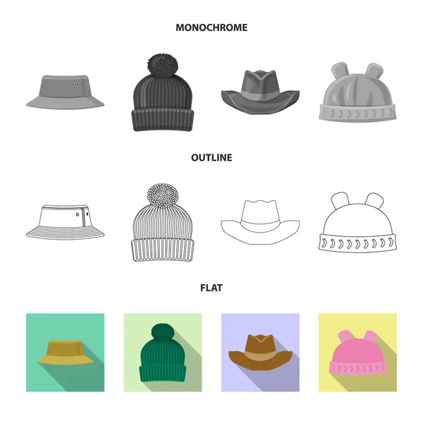 Vektor kalapáruk és kap ikon tervezése. Sapkak és kiegészítő tőzsdei szimbólum a web gyűjteménye. — Stock Vector
