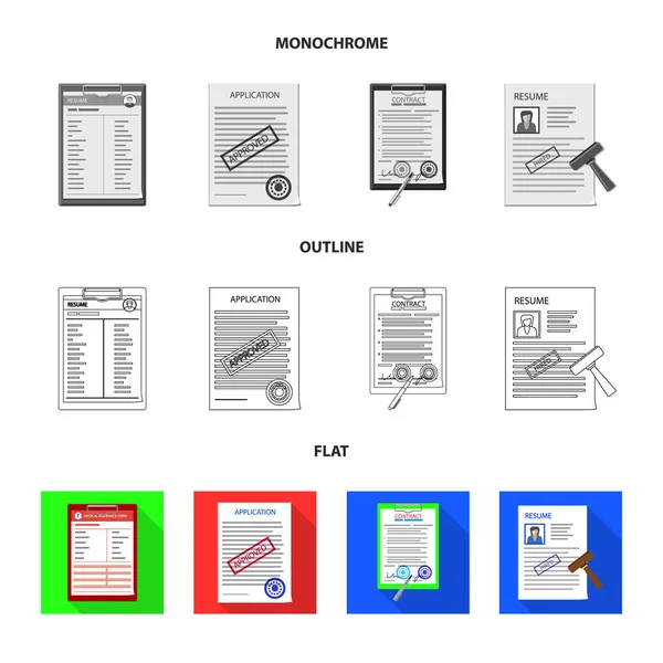 Vector illustratie van vorm en document ondertekenen. Collectie van pictogram in de vorm en mark de vector voor voorraad. — Stockvector