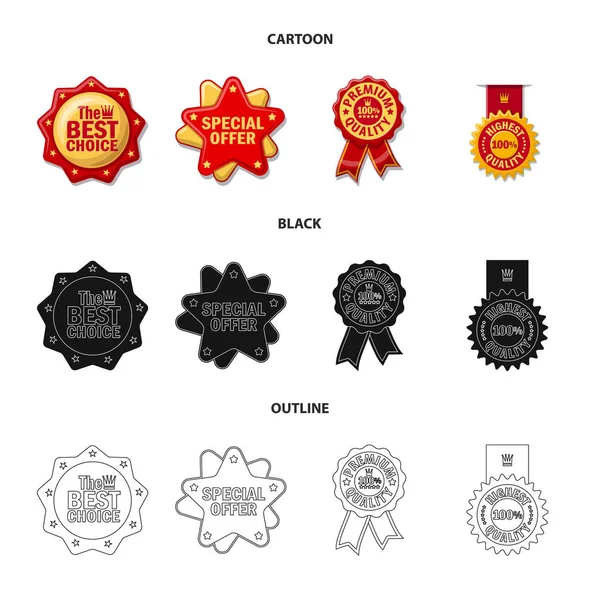 Vector illustration of emblem and badge icon. Set of emblem and sticker stock vector illustration. — Stock Vector