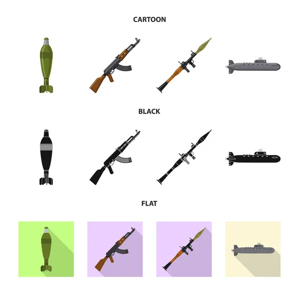 Objet isolé de l'arme et l'icône du pistolet. Jeu d'illustration vectorielle de stock d'armes et d'armée . — Image vectorielle