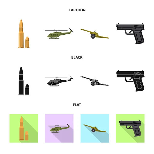 Векторная иллюстрация оружия и оружейного знака. Коллекция оружия и армейского инвентаря . — стоковый вектор